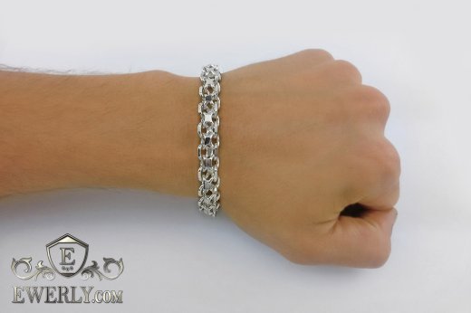 Thick bracelet "Square" of sterling silver for men to buy 121013HO