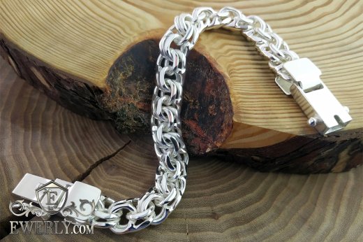 Bismarck weaving - buy a men's silver bracelet for a hand