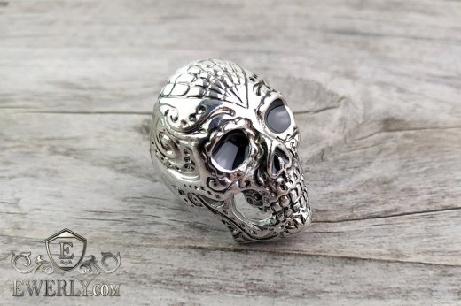 Men's ring of silver with a skull to buy 141009XW